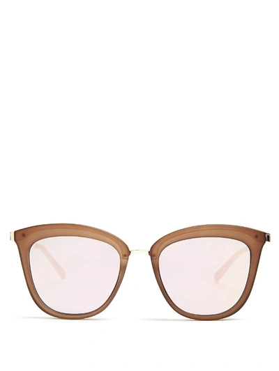 Le Specs Caliente Mirrored Cat Eye Sunglasses, 53mm In Mocha-brown