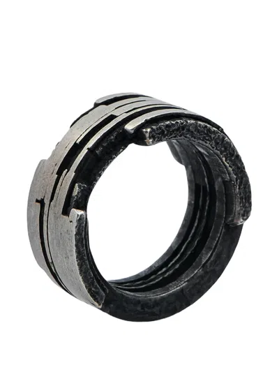 Mosais Distressed Layered Ring In Black