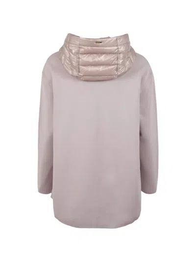 Herno Quilted Panel Hooded Jacket In Pink