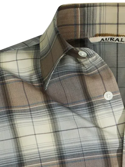 Auralee Check-pattern Shirt In Gray