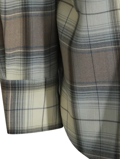 Auralee Check-pattern Shirt In Gray