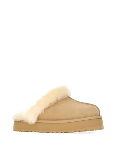 Ugg Disquette Shearling-trim Mules In Brown