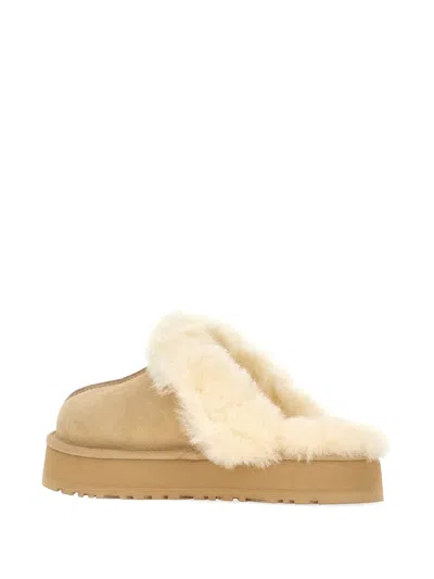 Ugg Disquette Shearling-trim Mules In Brown