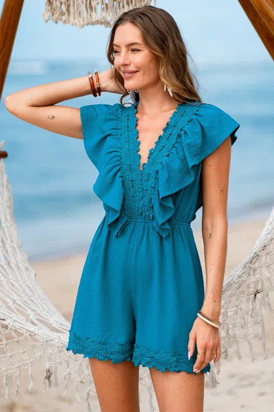 Cupshe Brunch Plans Blue Romper In Blue