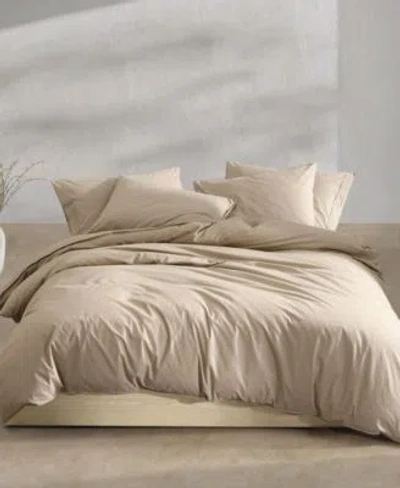 Calvin Klein Washed Percale Cotton Solid Comforter Sets In Gray