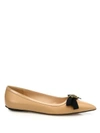 GUCCI Moody Bee Leather Skimmer Bow Flats