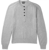 TOM FORD COTTON, CASHMERE AND COTTON-BLEND HENLEY SWEATER