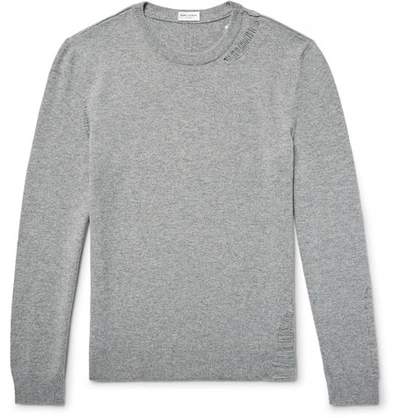Saint Laurent Distressed Wool And Cashmere-blend Sweater