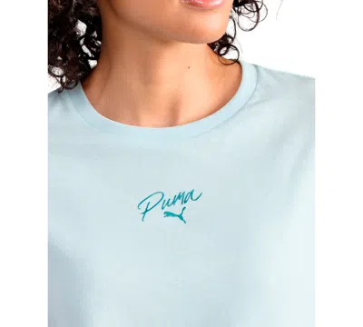 Puma Women's Script Graphic T-shirt In Blue