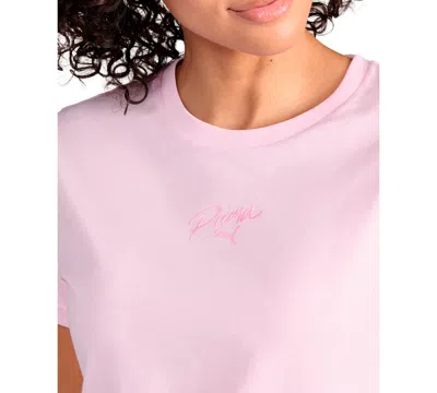 Puma Women's Script Graphic T-shirt In Pink