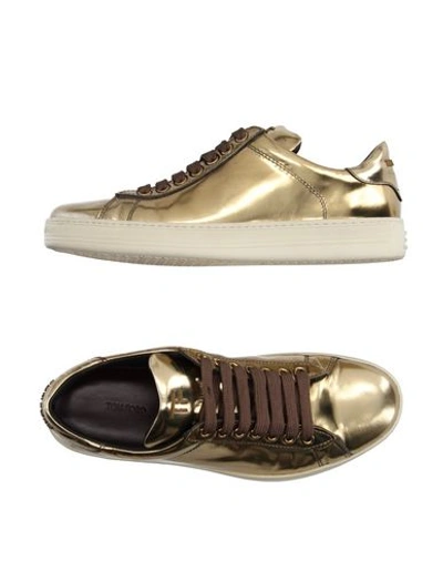 Shop Tom Ford Sneakers In Gold