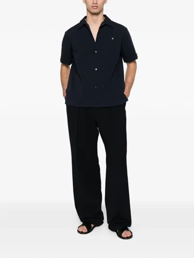 Fursac Patch-pocket Textured Shirt In Black