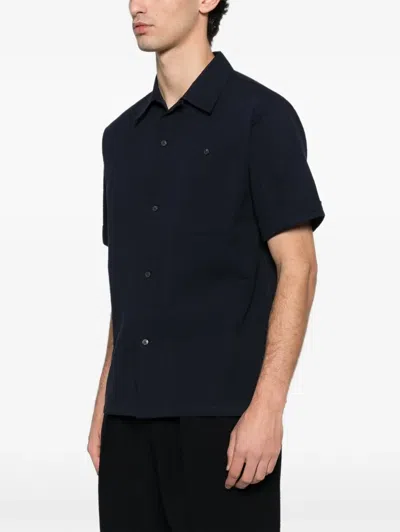 Fursac Patch-pocket Textured Shirt In Black