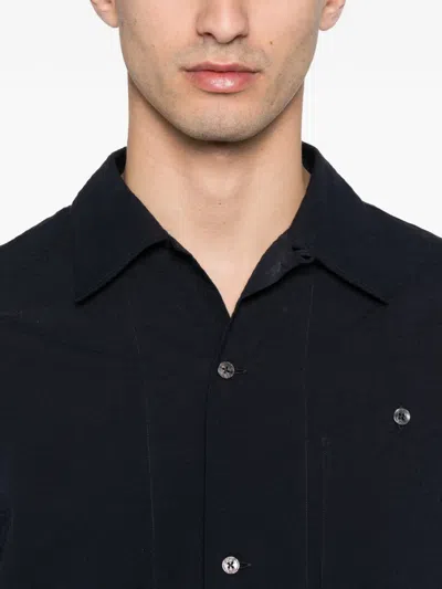 Fursac Patch-pocket Textured Shirt In Black