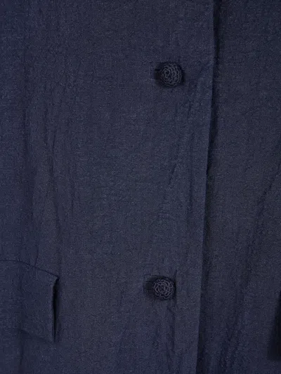 Daniela Gregis Crochet-button Linen Coat In Blue