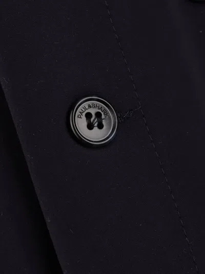 Paul & Shark Collared Coat Featuring Practical Front Pockets In Black