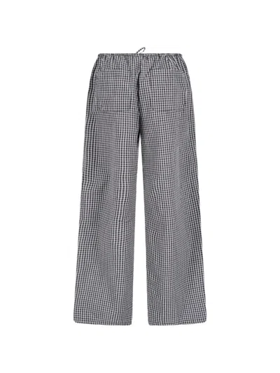 Dunst Check-pattern Drawstring Trousers In Gray