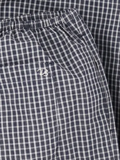 Dunst Check-pattern Drawstring Trousers In Gray