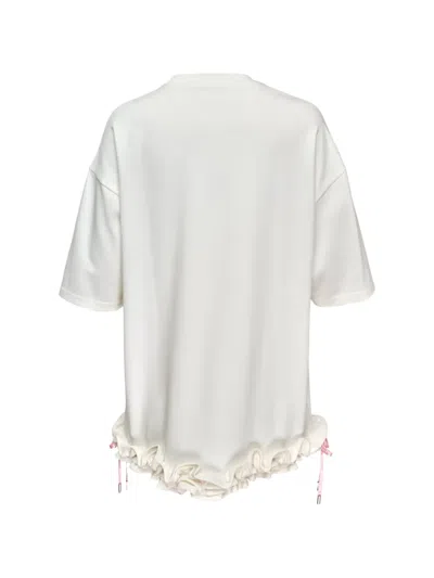 Sultry Virgin Ruffled Drawstring T-shirt In White