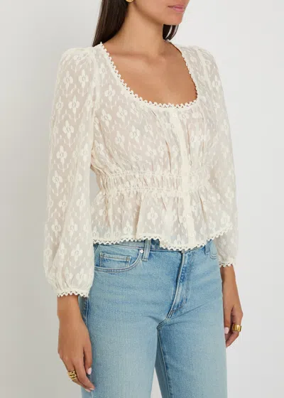 Paige Jay Embroidered Cotton And Silk-blend Blouse In White