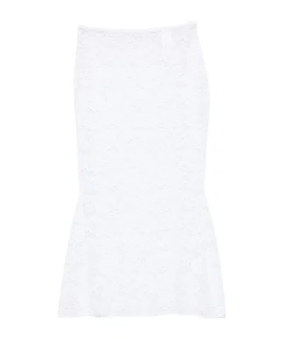 Oseree Floral-patterned Skirt In White