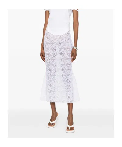 Oseree Floral-patterned Skirt In White
