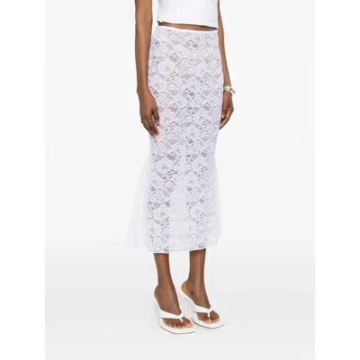 Oseree Floral-patterned Skirt In White