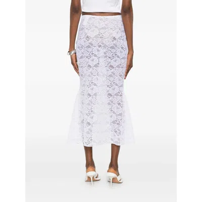 Oseree Floral-patterned Skirt In White