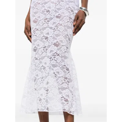 Oseree Floral-patterned Skirt In White