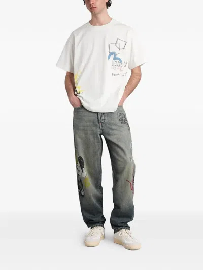 Evisu Graffiti-print T-shirt In White