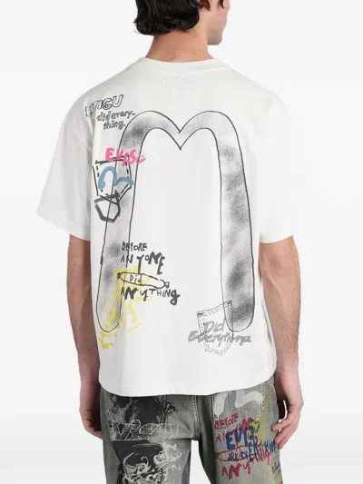 Evisu Graffiti-print T-shirt In White