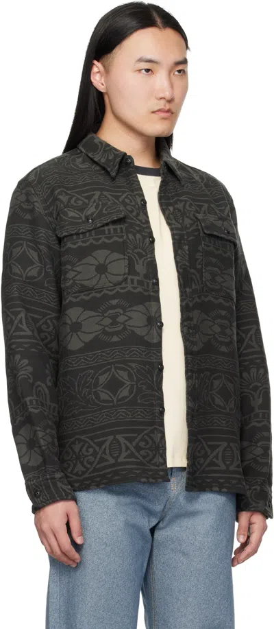 Rrl Abstract-pattern Overshirt In Black