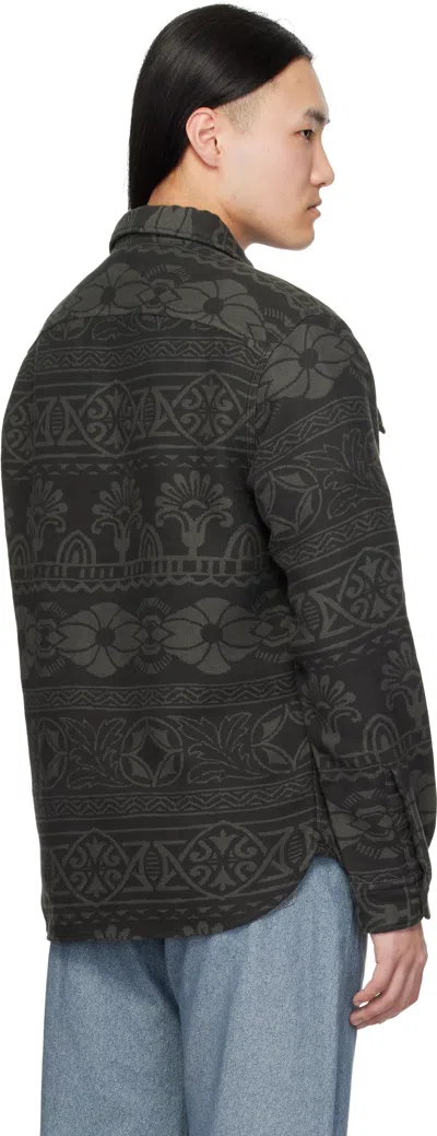Rrl Abstract-pattern Overshirt In Black