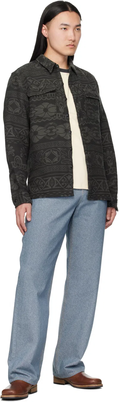 Rrl Abstract-pattern Overshirt In Black