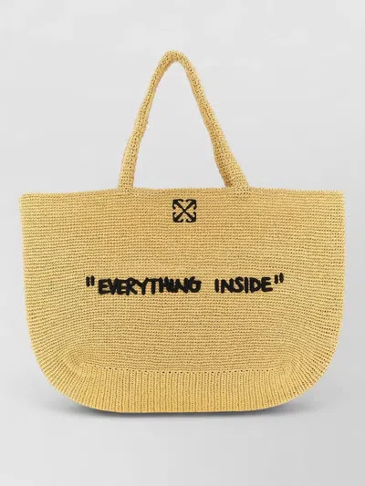 Off-white Jitney Beach Bag Rectangular Woven Handles In Red