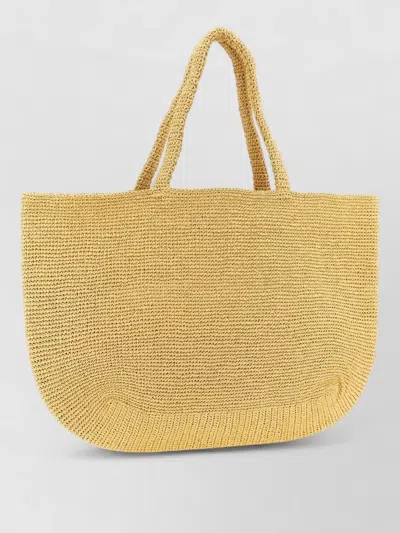 Off-white Jitney Beach Bag Rectangular Woven Handles In Red