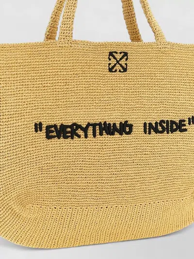 Off-white Jitney Beach Bag Rectangular Woven Handles In Red