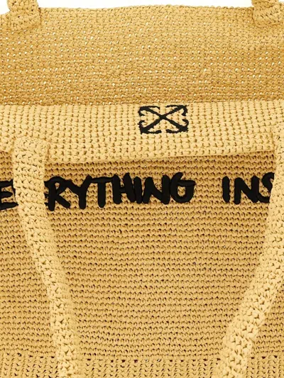 Off-white Jitney Beach Bag Rectangular Woven Handles In Red