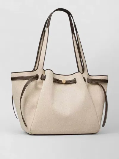 Tory Burch Romy Canvas Tote Shoulder Carryall Bag In Pink