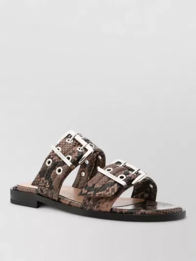 Ganni Patterned Recycled Polyester Polyurethane Flat Shoes In Multi