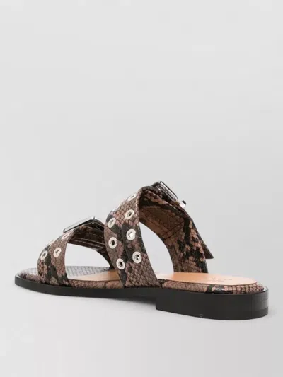 Ganni Patterned Recycled Polyester Polyurethane Flat Shoes In Multi
