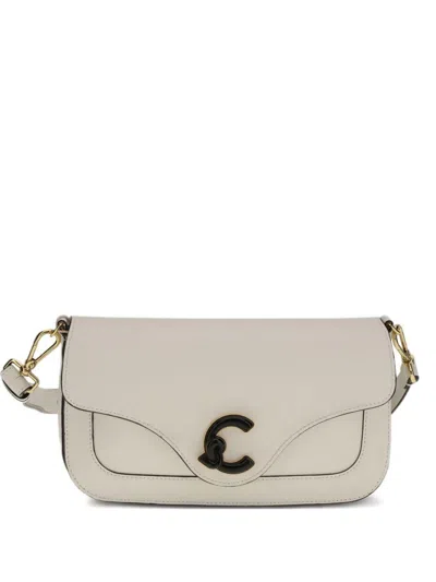 Coccinelle Shoulder Bag Structured Design Detachable Strap In White