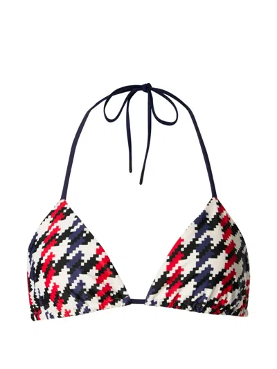 Perfect Moment Houndstooth-print Bikini Top In Multi