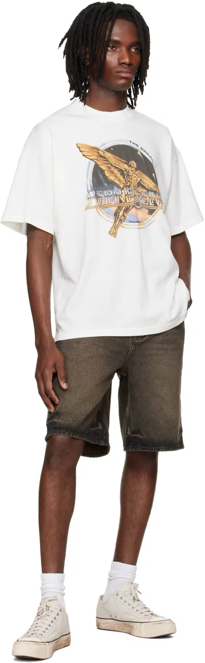 Represent White Crew Neck T-shirt With Graphic Print On Front And Back In Cotton Man In White