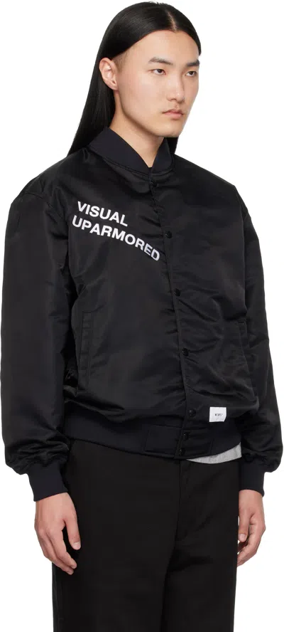 Wtaps Black 'team' Varsity Jacket In Black