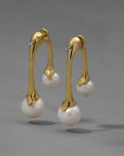Alexis Bittar Perla Front Back Post Earrings In Gold