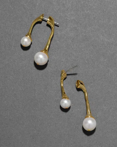 Alexis Bittar Perla Front Back Post Earrings In Gold