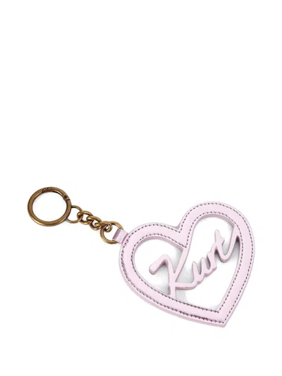 Kurt Geiger Heart-shape Logo-script Keyring In Pink
