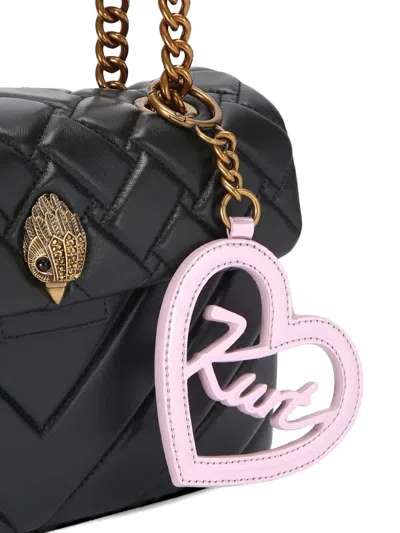 Kurt Geiger Heart-shape Logo-script Keyring In Pink