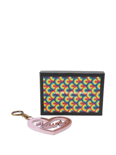 Kurt Geiger Heart-shape Logo-script Keyring In Pink